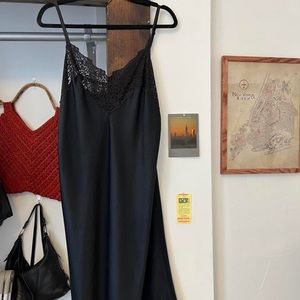 Black silk slip dress